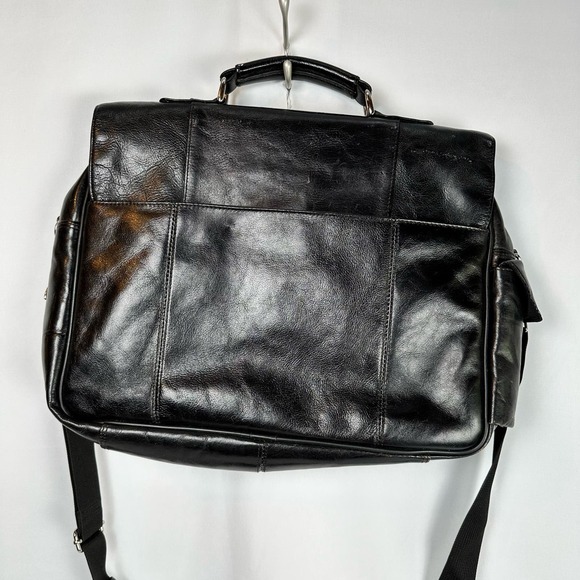 Wilsons Leather Black Genuine Leather Laptop Bag Briefcase Messenger Bag - Picture 7 of 14